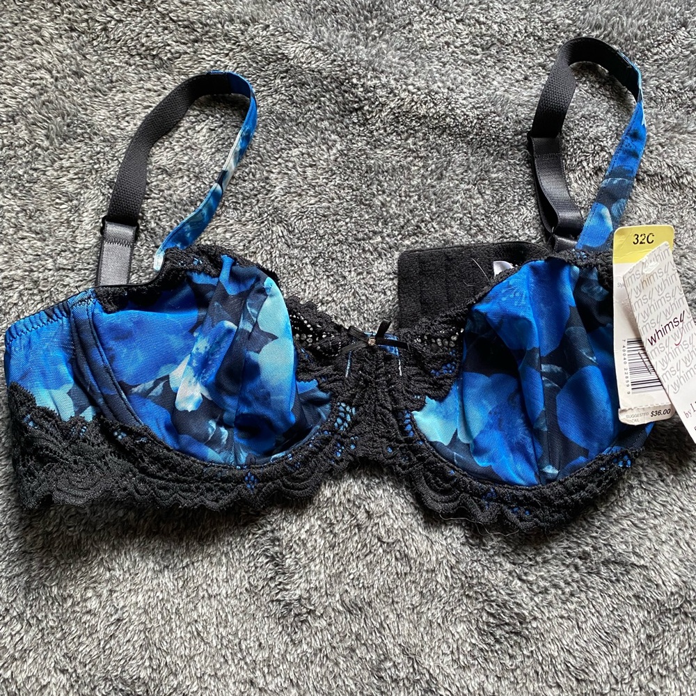 Blue underwire bra